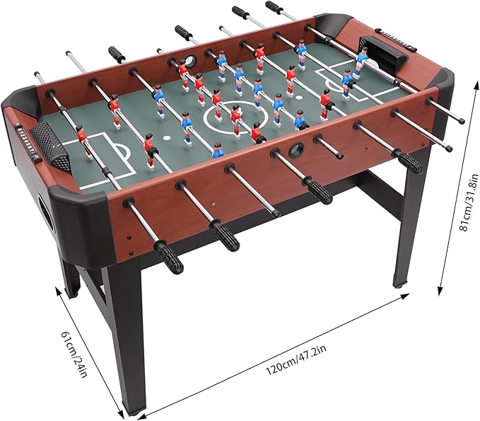 47in Soccer Table Game, Competition Sized Foosball Tabletop Indoor Sports Arcade Gaming Sets Portable Compact Arcade Tables Wooden Tabletop Billiard Game for Parties