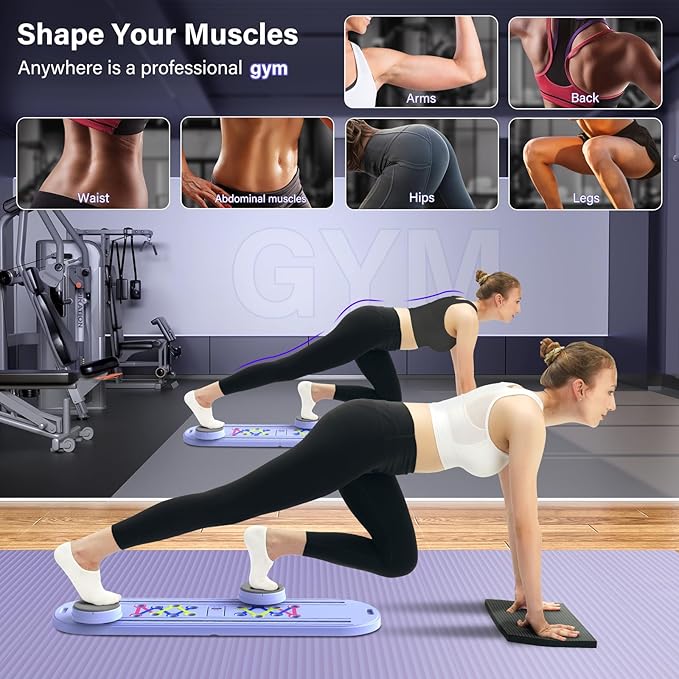 Pilates Board,Foldable Pilates Reformer Sets with Timer,Multifunctional Abdominal Pilates Board for Home Workout Equipment,Portable Ab Board Trainer Pilates Exercise Machine, Pilates Board for Women