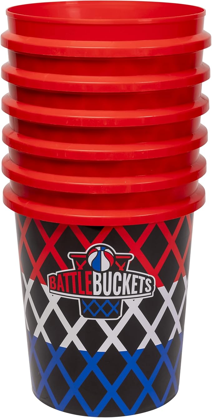 Battle Buckets – Giant Yard Pong and Basketball Game with 12 Buckets, 2 Balls, Carrying Bag, and Air Pump – Outdoor Game for Lawn, Backyard, Beach, and Parties