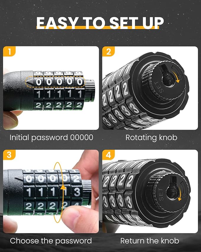 Bike Lock Cable with Combination,High Security 5-Digit Resettable Combination Bicycle Lock Anti-Theft, with Mounting Bracket for Bikes and Scooters