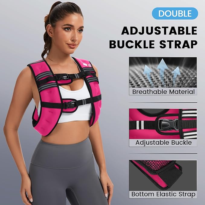 Weighted Vest Woman, 6 LB Womens Weight Vest for Walking, Strength Training Weight Vests for Men, Reflective Stripe Fitness Vest for Workout Running Jogging