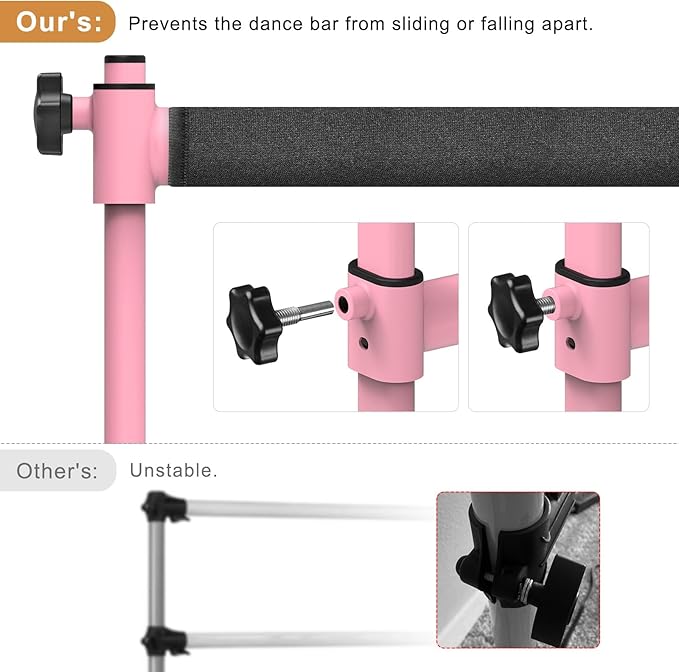 Height Adjustable Ballet Barre, Heavy Duty Freestanding Dance Bar, Anti-Slip Sturdy for Kids & Adults, Ideal for Home, Ballet, Fitness, Yoga