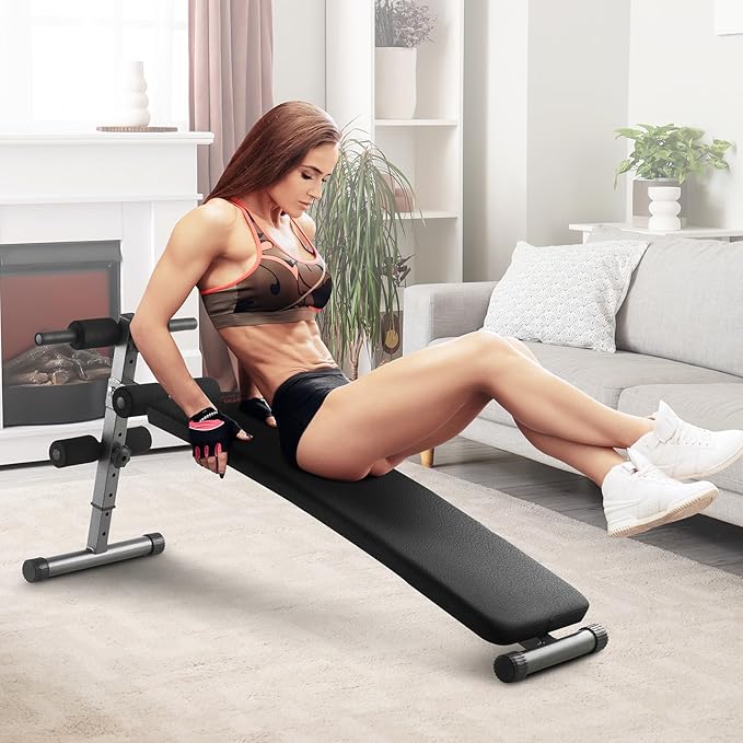 VEVOR Sit Up Bench, Decline Ab Bench with Reverse Crunch Handle, Adjustable Height Setting, Heavy Duty Steel, 500/600/1000 Lbs Capacity for Home Gym Workouts, Strength Training, Full Body Muscles