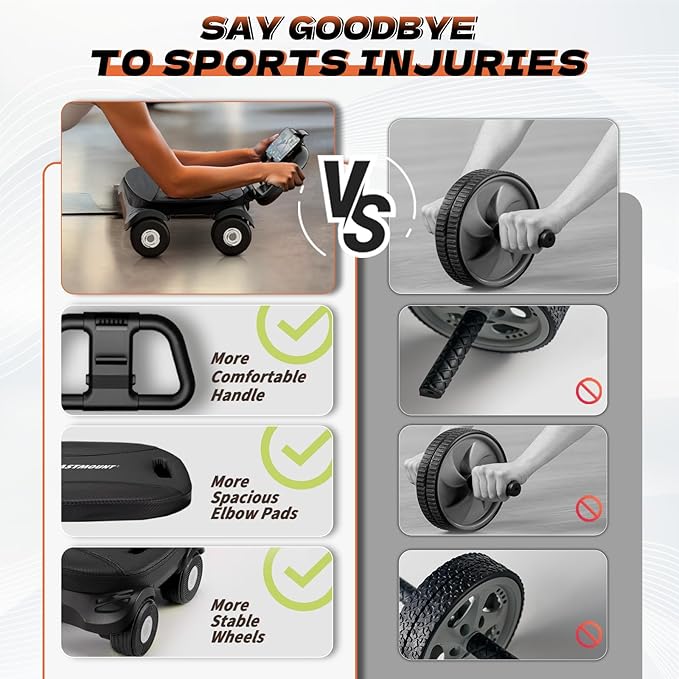 EAST MOUNT Ab Roller Wheel - Ab Roller with Elbow Support for Core Workout Belly Fat Automatic Rebound Abdominal Wheel for Women Men Home Gym Equipment