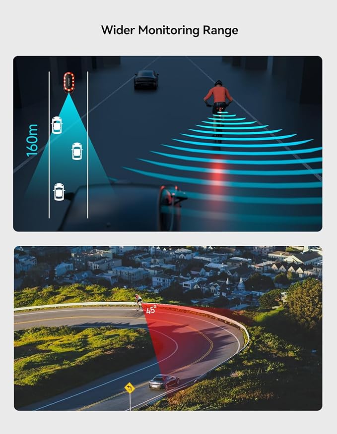 iGPSPORT SR mini Radar Bike Light, 160M Monitoring Distance 20H Battery Life Brake Flash Waterproof Cycling Tail Light