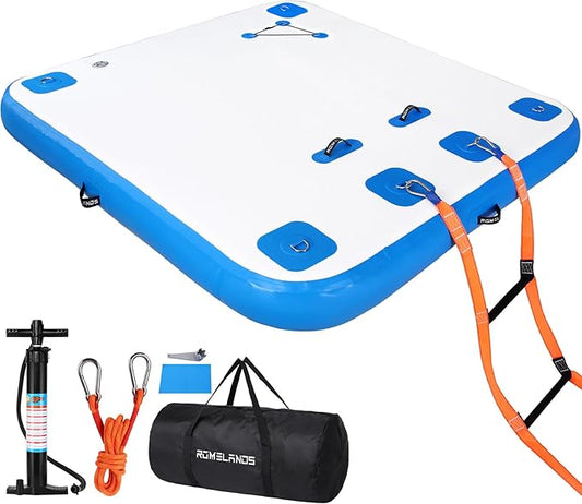 Inflatable Floating Dock, Swim Platform Floating Island Raft, Large Air Mat Inflatable Water Pad with None-Slip Surface for Lake Pool Beach Ocean