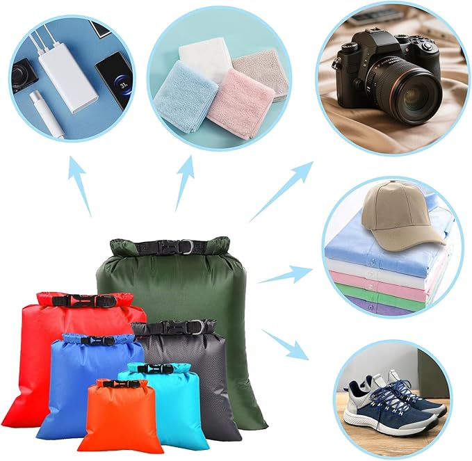 6PCS Dry Bags Waterproof, Lightweight Dry Bags for Kayaking Waterproof，Outdoor Waterproof Bag for Kayaking Hiking Boating Camping