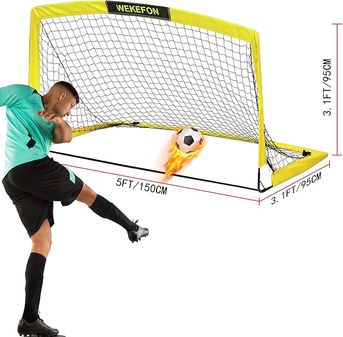 Soccer Goal with Carry Bag, 10/9MM Strengthen Pole, Arched Design, Kids Soccer Goals for Backyard Set 5x 3.1/3.6x2.7/2.9x2.4ft Portable Pop Up Soccer Nets for Toddler, Adults, Youth Games, Play, Gifts