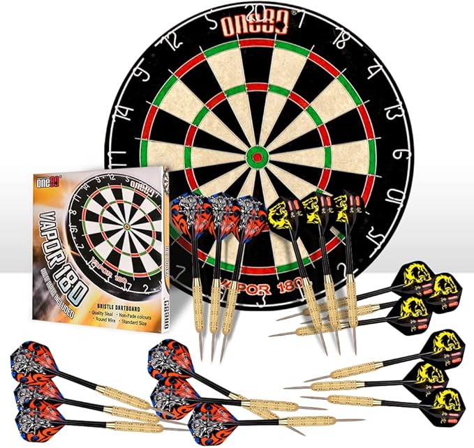 Vapor 180 Bristle Dartboard Staple Free Bullseye Steeltip Darts Extra Flights