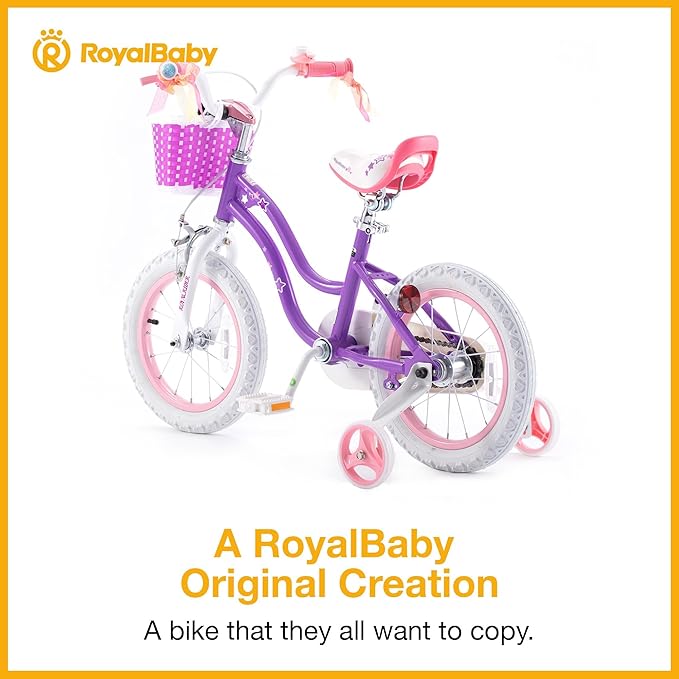 RoyalBaby Girls Bike EZ Bike Stargirl Training Free Balance to Pedal Easy Learning Bicycle, 12-20 Inch for Toddlers & Big Kids.