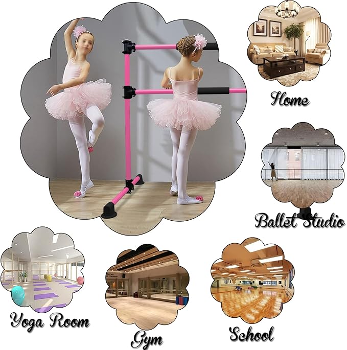 Wesky Double Ballet Barre Portable 4FT Adjustable Freestanding Ballet Barre Fitness Stretching Dancing Bar for Home Studio Adult and Kids