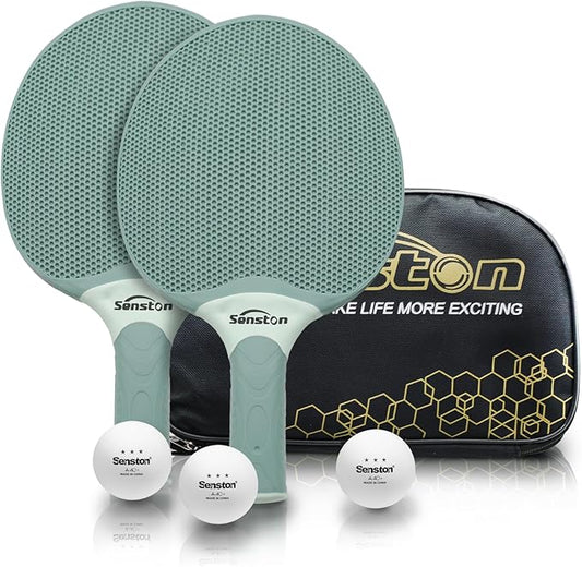 Senston Table Tennis Rackets Set, Professional Table Tennis Racket with 3 Balls, Composite Rubber Ping Pong Paddle Set