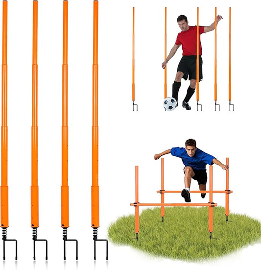 Hikeen Telescopic Length Soccer Poles Fixed & Collapsible Options Agility Training Hurdles and Football Obstacle for Teenager Soccer Training Outdoor Sports Speed Training Equipment