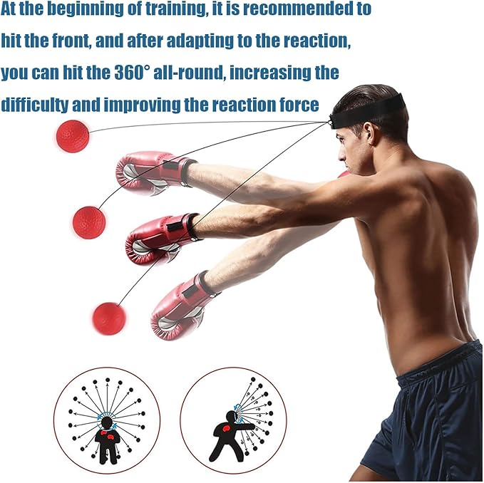 Boxing Reflex Ball Set of 5 Boxing Training Adult Balls with Headband for Adult Training at Home to Improve Speed and Hand Eye Coordination Box Game MMA Gear Punching Equipment