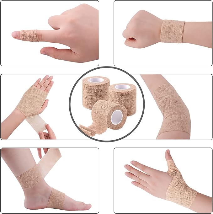 BQTQ 30 Rolls Self Adherent Wrap Stretch Bandages Self Adhesive Bandage Wrap 2 inch Self Stick Bandage Wrap Tape for Wrist Ankle Swelling Sprains (Beige)