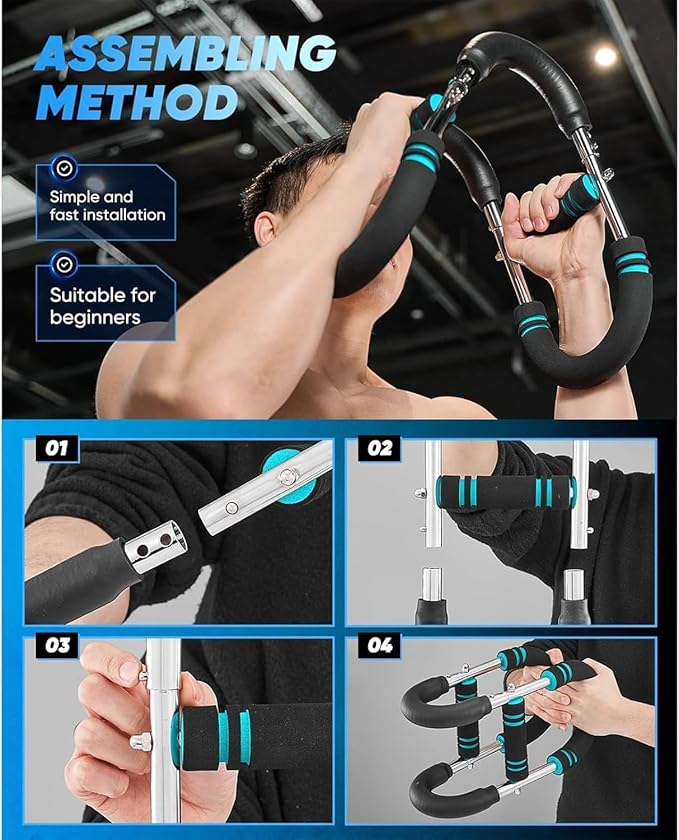 LYKAN Twister Arm Trainer, 40-100lb Adjustable Chest Workout Equipment, Arm Trainer, Twister Arm Trainer, Portable Power Twister Bar, Detachable Design Fitness Anywhere