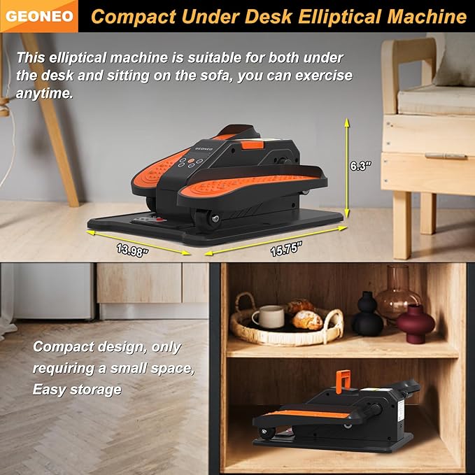 Under Desk Elliptical Machine, Electric Ellipse Leg Exerciser for Senior, Quiet & Portable Seated Pedal Exerciser with Remote Control, Manual & Auto Mode, 12 Adjustable Speeds
