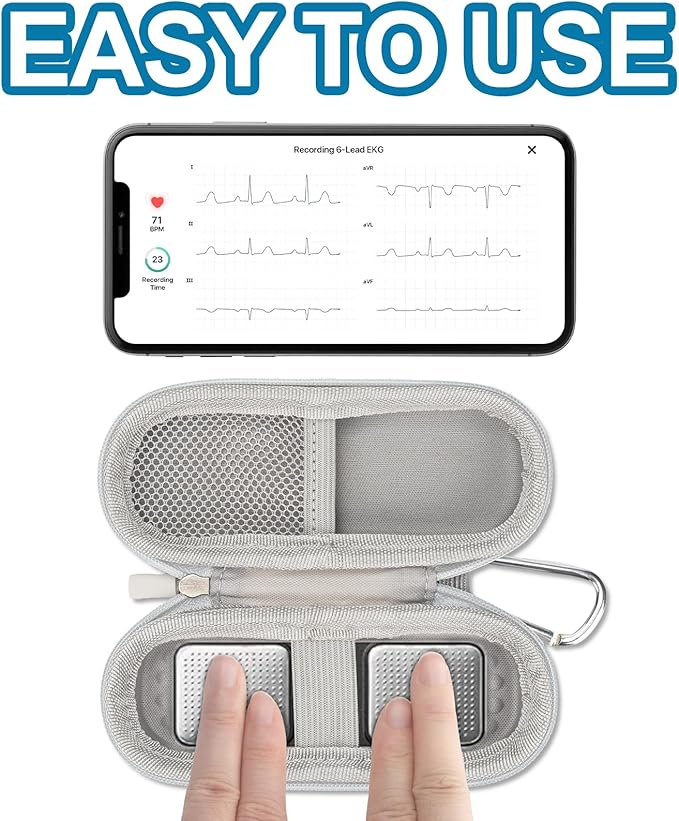 Case for Kardiamobile EKG Monitor, Compatible with Kardiamobile EKG Heart Monitor, Hard Travel Box for Alivecor Kardia Mobile 6L, Pill Box and Carabiner Clip Included