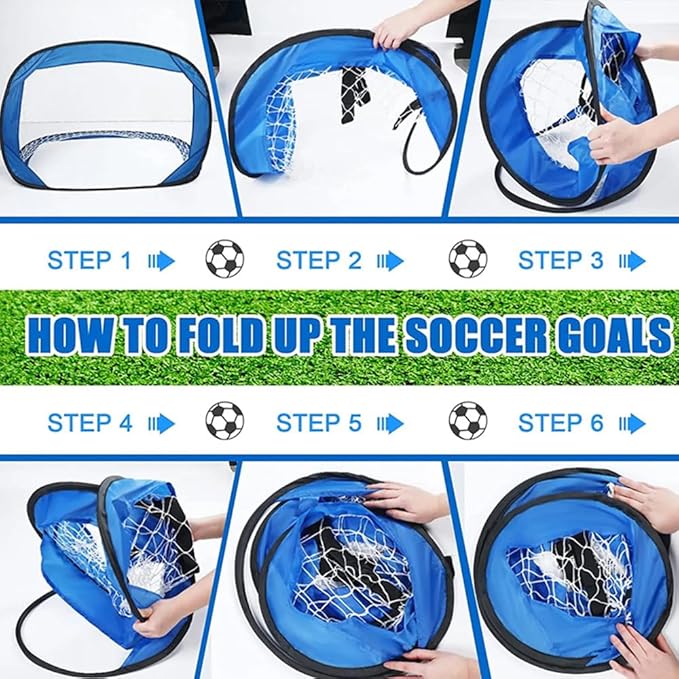 Pop Up Soccer Goal, Portable Folding Soccer Goal with Carrying Bag, Beach Soccer Goals, Indoor and Outdoor Soccer Training Equipment