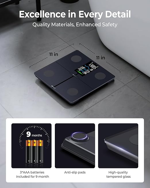 Ovutek Smart Scale for Body Weight, Professional Bathroom Digital Scale with BMI, Body Fat, Muscle Mass, Most Accurate to 0.05lb, Large Display High Accurate Body Composition Machine with Fitness App
