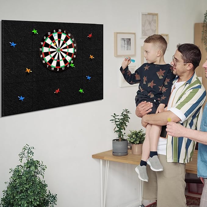 Extended Length Dart Board Surround Wall Protectors Fit 17.75'' and 18'' Dartboard Dart Backboard Felt Wall with Removable Adhesive Tabs