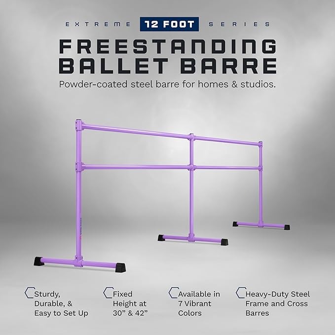 VITA Barre Portable Freestanding Double Ballet Barre, Extreme, Steel | Fixed Height, Made in USA, Home or Gym Exercise Equipment for Kids & Adults | Dance, Fitness, Pilates
