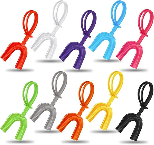 Dunzy 10 Pcs Strapped Mouth Guard Sports Mouthguard with Strap No Boiling Mouthguard Adult Youth Football Mouthpiece Mouth Protector for Boxing Basketball Lacrosse