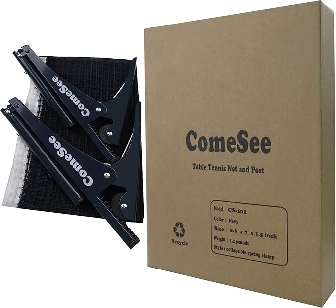 Comesee Kioos Collapsible Table Tennis Net Professional Steel Pingpong Net Clip Grip Mesh Training Competition Portable Tension Adjustable Post (Navy)