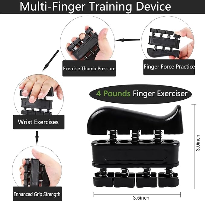 Grip Strength Trainer Kit (5 Pack), Grip and Forearm Strengthener, Finger Strengthener, Adjustable Resistance Hand Gripper, Grip Ring, Stress Relief Ball for Muscle Building, Injury Recover