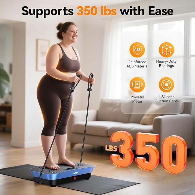Vibration Plate Exercise Machine - 180 Speed Levels, 350 lbs Weight Capacity, Remote Control, Portable Whole Body Workout Platform for Weight Loss, Lymphatic Drainage, Home Gym Fitness Equipment