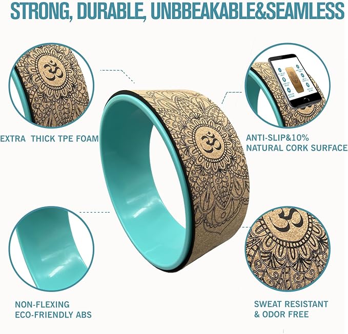 Aozora Yoga Wheel 13" with Most Detailed Book Step by Step Guide on How to Do 30+ Poses,! Perfect for Stretching and Improving Backbends