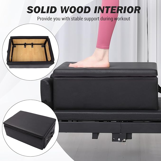 Garvee Pilates Sitting Box for Pilates Reformer,Pilates Reformer Box Pilates Equipment for Home Gym Studio Use, Pilates Reformer Accessory