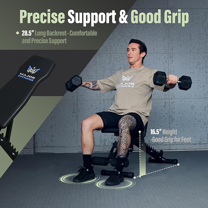 MAJOR FITNESS Weight Bench, Adjustable Workout Bench for Strength Training, Bench Press, and Full-Body Workouts for Home Garage Gym