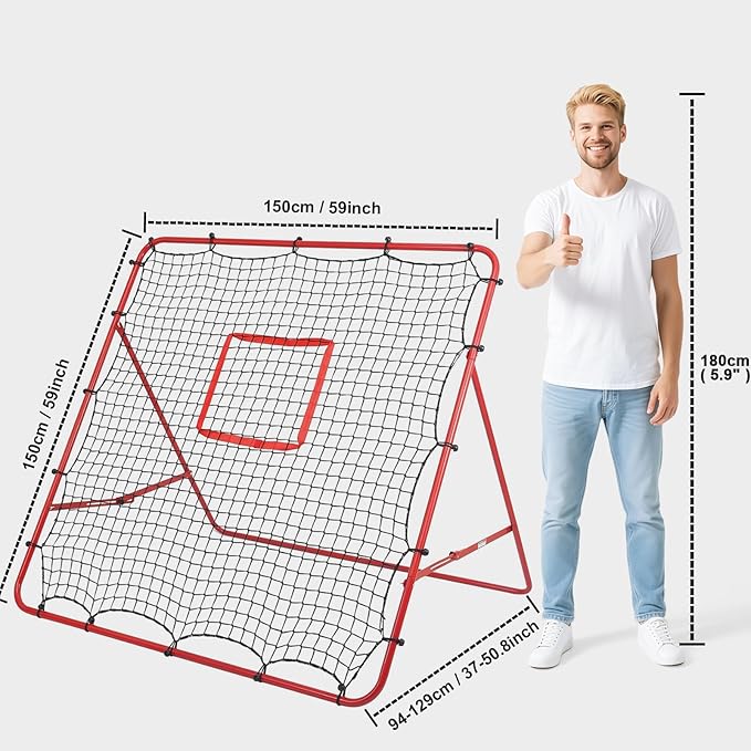 Soccer Rebounder Net - Portable Bounce Back Trainer for Soccer, Baseball, Softball & Lacrosse | Adjustable Practice Target Pitchback Net for Backyard Training Equipment Gift for Kids & Adults