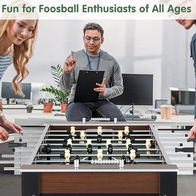Giantex Foosball Table Adult Size - 54" Foosball Table Full Size with 2 Balls, Wood Football Table, Arcade Soccer Table Game for Kids Adults, Game Room, Home, Office, Party