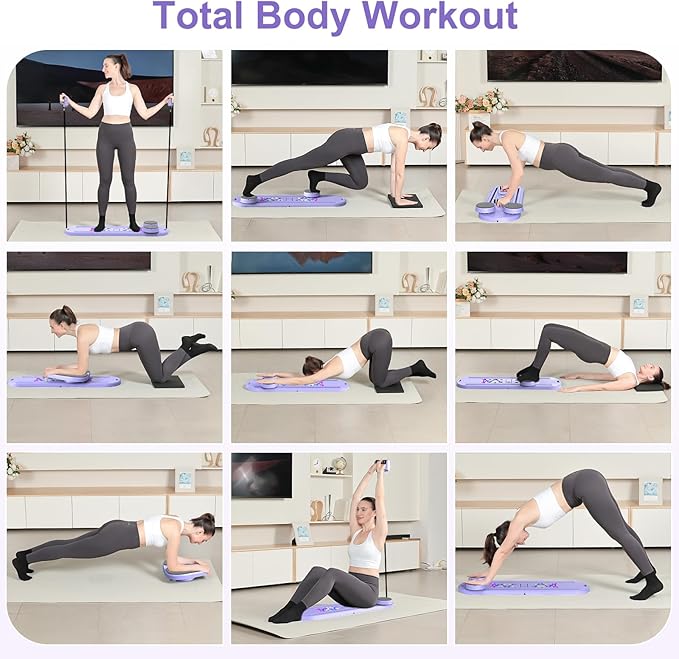 Pilates Board - Pilates Reformer Set, Portable and Foldable Pilates Board for Home Workout, Multifunctional Pilates Board for Women, Pilates Reformer Machine for Home Exercise