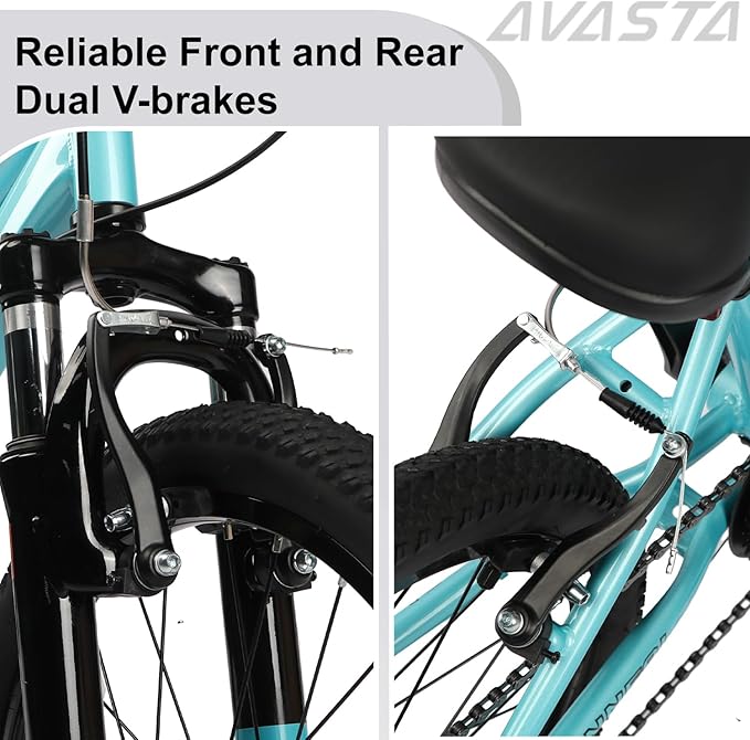 AVASTA Govet 20'' Kids Mountain Bike for 6-12 Years Old Boys Girls with Suspension Fork, 6 Speeds Drivetrain, Multiple Colors