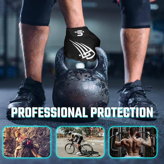 Weight Lifting Gym Gloves for Men and Women Workout Training Breathable Lightweight Fitness Gloves Non-Slip Silicone Padded Palm Grip Protection Half Finger Exercise Pull ups