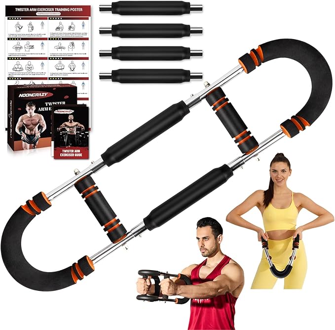 Twister Arm Trainer, Adjustable Twister Arm Chest Exerciser with 2/4 Spring & Training Poster for Men & Women, Detachable Power Twister Home Fitness Equipment for Enhancing Upper Body Muscle
