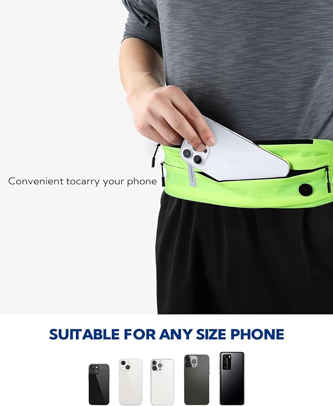 WATERFLY Running Belt Fanny Pack: Runner Marathon Jogging Waist Pack Sport Workout Exercise Fitness Phone Holder Belt for Men Women Jogger Slim Waistband