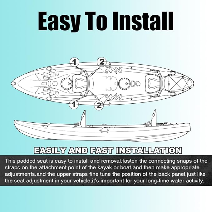 Universal Deluxe Kayak Seat Cushion with Storage Bag for Kayak,Padded Boat,SUP,Canoe,Fishing Boat,Seats with 4 Adjustable Straps