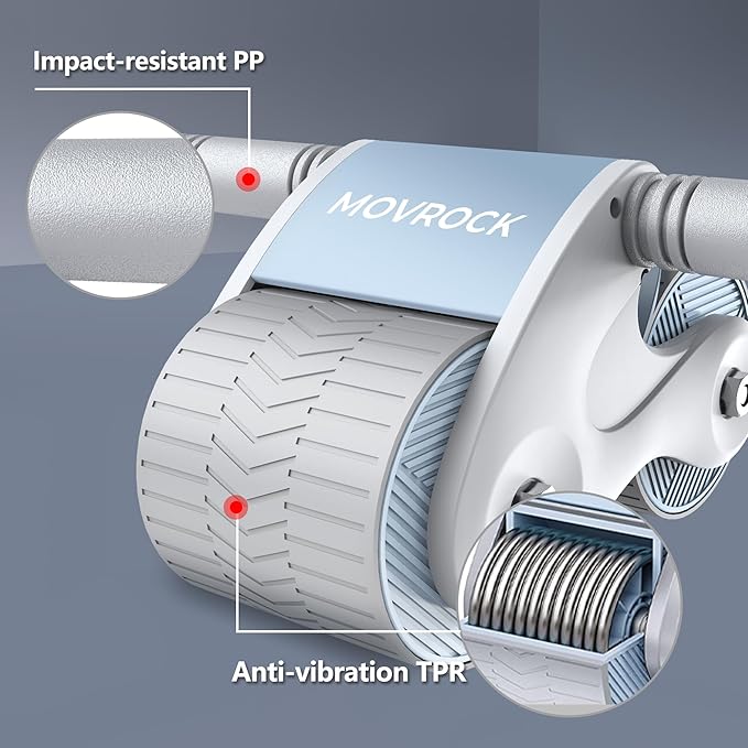 Ab Roller Wheel with Automatic Rebound for Home Gym Core Fitness, Sturdy Abdominal Exercise Equipment, Includes Knee Pad, Perfect for Ab Workouts and Strength Training