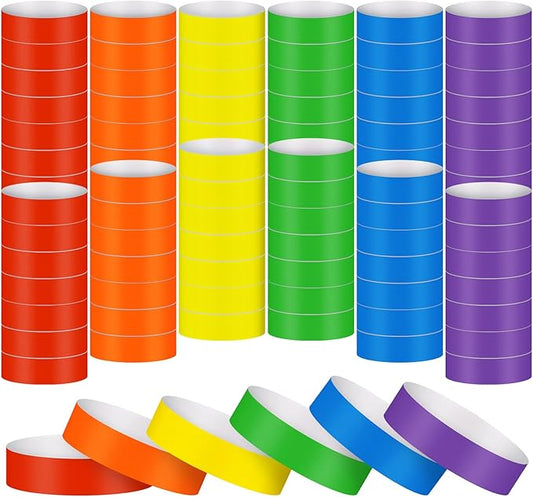 TaoBary 3000 Counts Wristbands for Events Paper Wrist Bands Waterproof Paper Bracelets Neon Colored Hand Bands Adhesive VIP Armbands for Party Concerts