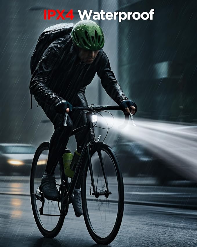 AKALE Rechargeable Bike Light Set, LED Bicycle Lights Front and Rear, 650mah Lithium Battery, Bike Headlight, IPX4 Waterproof, Easy to Install for Men Women Road