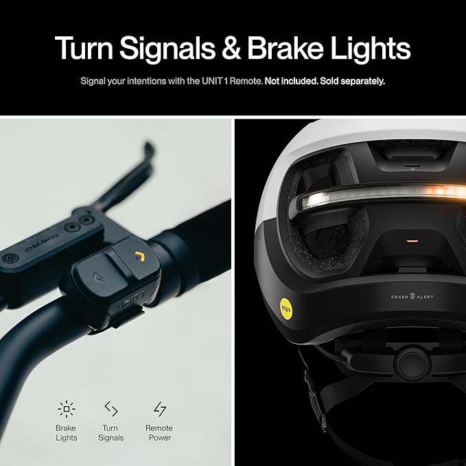 UNIT 1 Aura Hybrid Smart Bike Helmet | Urban & Road | MIPS | LED Front & Rear | Turn & Brake Light Compatible w/Remote | Crash Alert | E-Bike Fully Certified | Lightweight & Ventilated | App