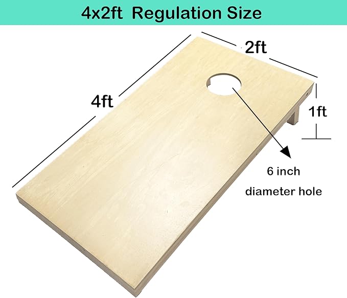 SXTL Solid Wood Premium Cornhole Set - Includes Set of 8 Corn Hole Toss Bags and Carrying Bags