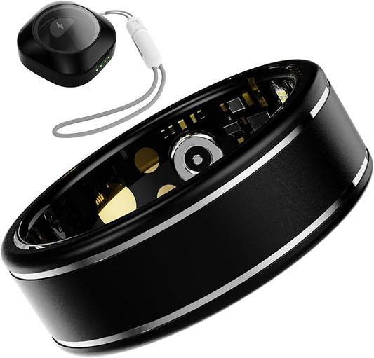 Activity Tracker Ring for Men – Smart Ring with Heart Rate, SpO2, Blood Pressure, Sleep Monitoring, Step & Calorie Counter, 5ATM Waterproof, No Subscription Fee (Black, 8)