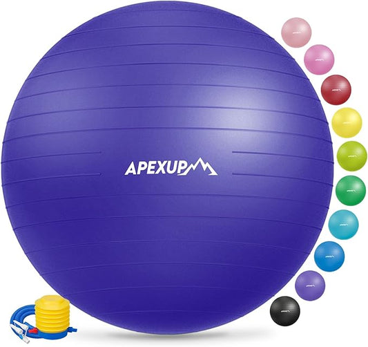 APEXUP Yoga & Pilates Ball - Anti Slip Heavy Duty Gym Ball for Fitness, Balance & Core Workout