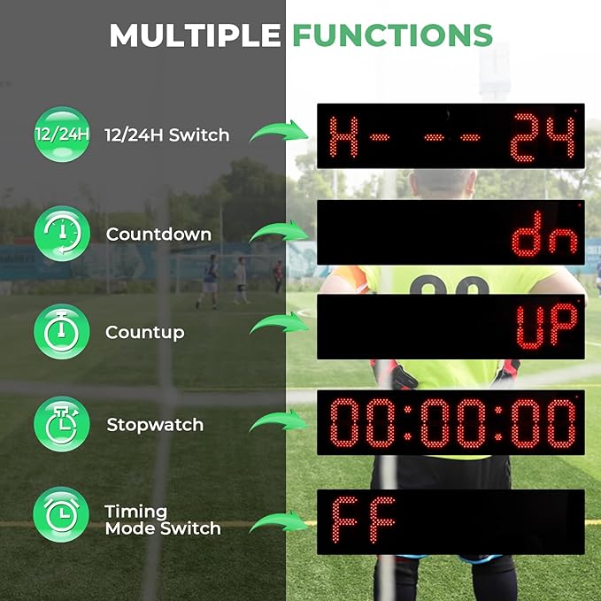 6.4FT High LED Large Timer 30" Race Clock with Tripod Cordless Countdown/up Clock Stopwatch with IR Remote Control for Sports Race, Running Events, Marathon