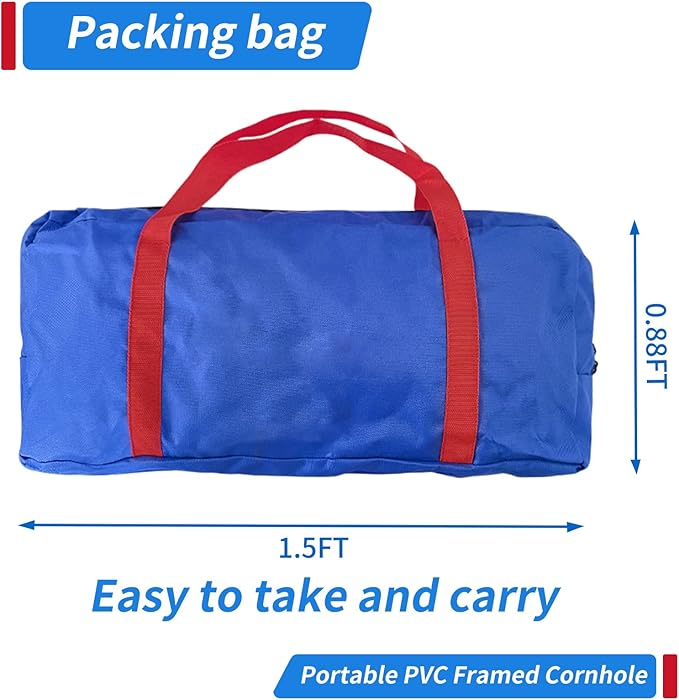 Portable PVC Framed Cornhole Game Set with 2 Collapsible Cornhole Boards, 8 Bean Bags and Carrying Case, Waterproof Mini Cornhole Set, Outdoor Indoor Yard Toss Games Rainbow Design (3 x 2-feet)